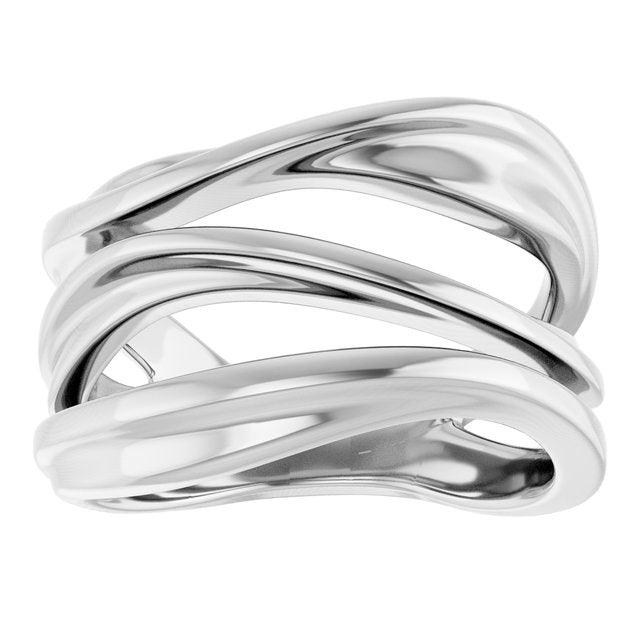 Freeform Bypass Wide Band Ring — Platinum