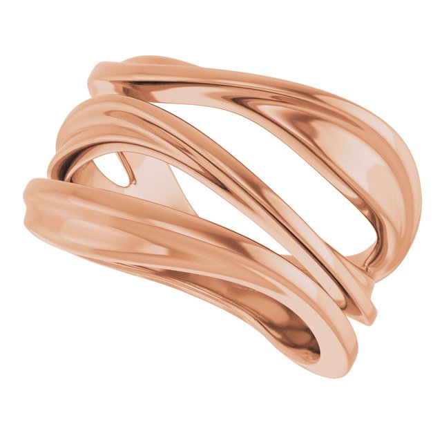 Freeform Bypass Wide Band Ring — 14K Rose Gold