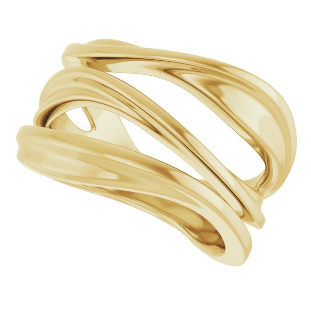Freeform Bypass Wide Band Ring — 14K Yellow Gold