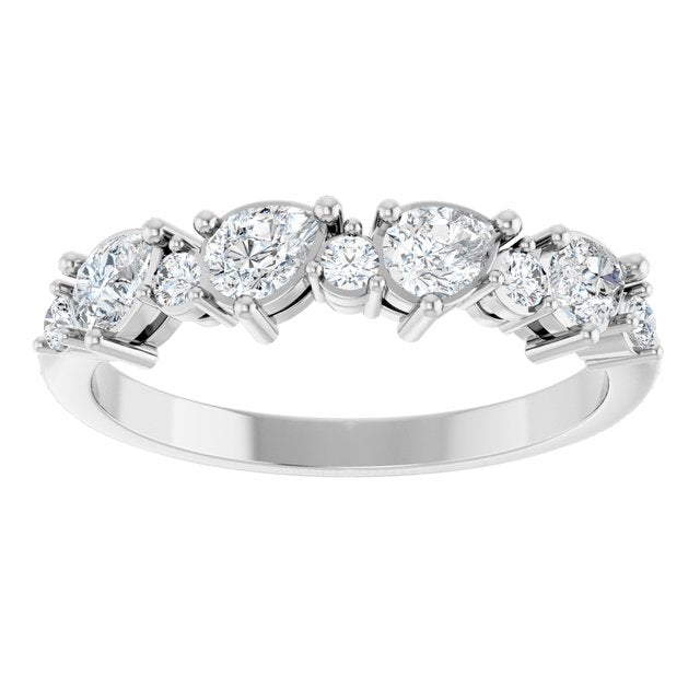 Alternating Pear & Round Diamond Anniversary Band — Platinum