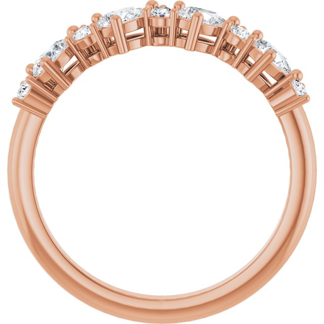Alternating Pear & Round Diamond Anniversary Band — 14K Rose Gold