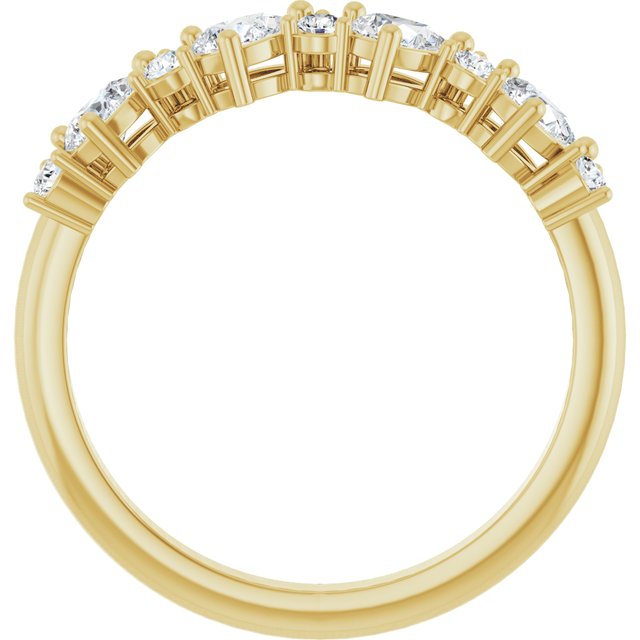 Alternating Pear & Round Diamond Anniversary Band — 14K Yellow Gold