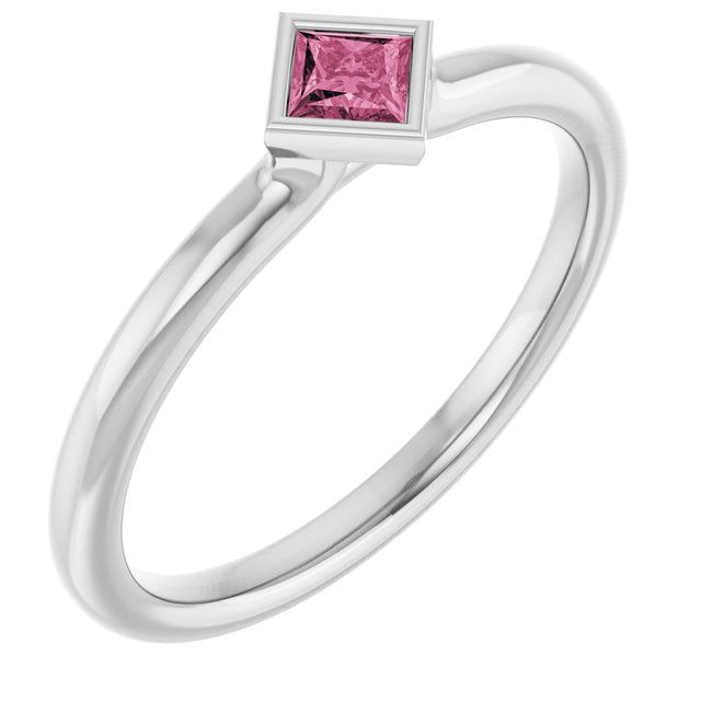Natural Pink Tourmaline | Square | 3 x 3mm