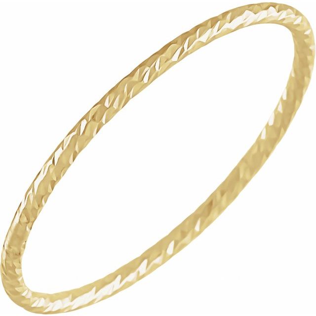 Diamond-Cut Thin Stackable Band Ring — 14K Yellow Gold