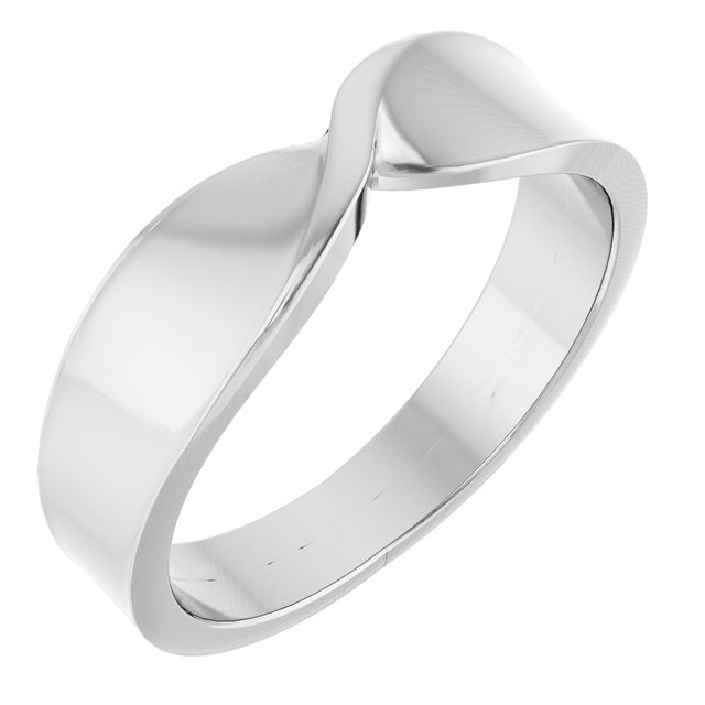 Twisted Tapered Stackable Band Ring — 14K White Gold
