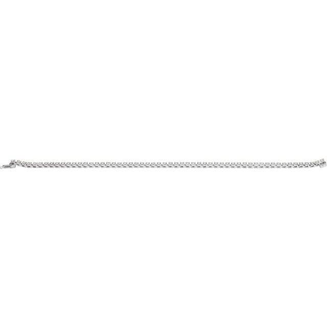 Four-Prong Round Diamond Tennis Bracelet — 14K White Gold