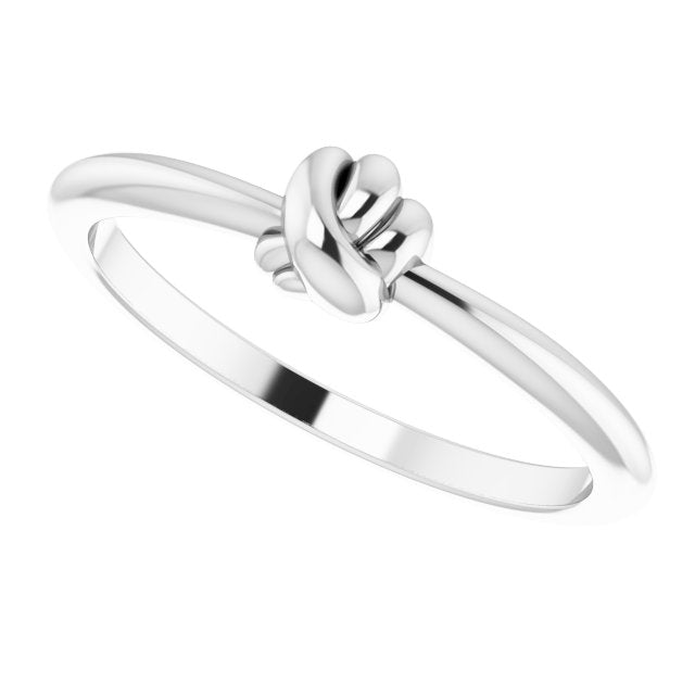 Sculpted Love Knot Stackable Ring — 14K White Gold