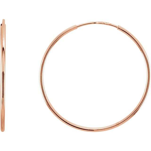 Thin Endless Tube Hoop Earrings — 14K Rose Gold