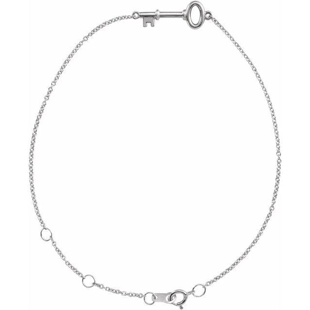 Petite Key Charm Bracelet — Platinum