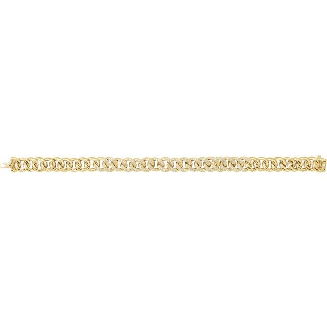Pavé Diamond Curb-Link Chain Bracelet — 14K Yellow Gold