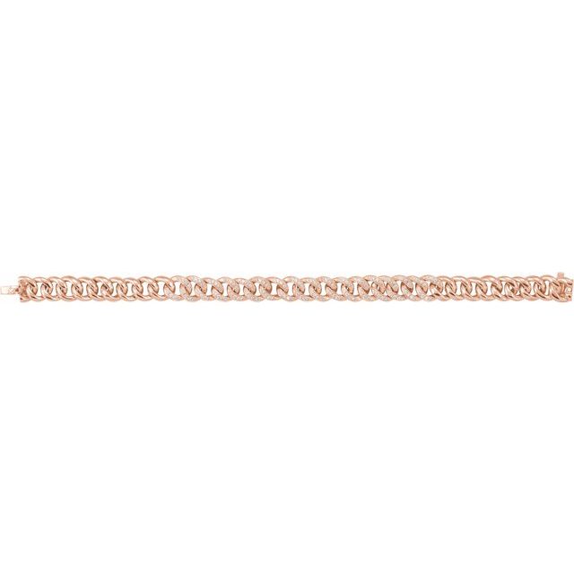 Pavé Diamond Curb-Link Chain Bracelet — 14K Rose Gold