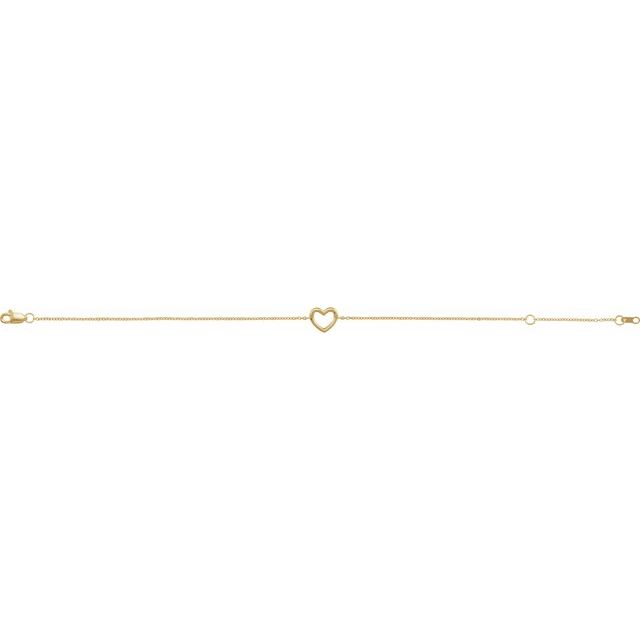 Open Heart Station Chain Bracelet — 14K Yellow Gold