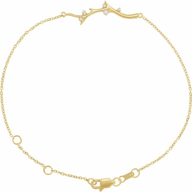 Diamond Twig Bar Bracelet — 14K Yellow Gold