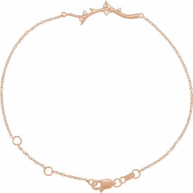 Diamond Twig Bar Bracelet — 14K Rose Gold