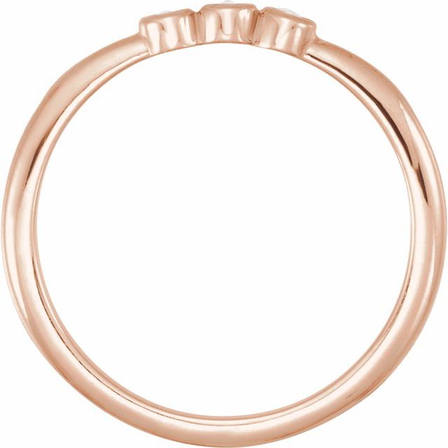 Three-Stone Bezel Set Rose-Cut Stackable Diamond Ring — 14K Rose Gold