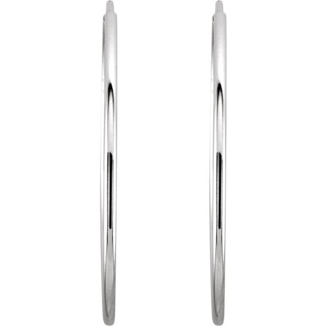Thin Endless Tube Hoop Earrings — 14K White Gold
