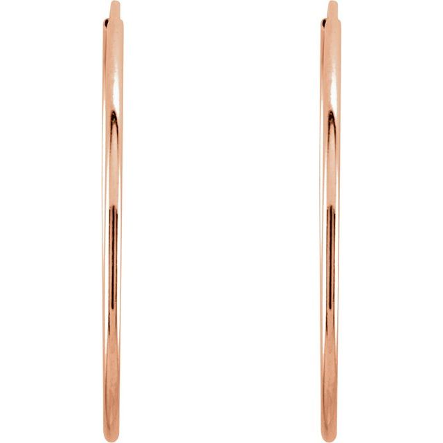 Thin Endless Tube Hoop Earrings — 14K Rose Gold