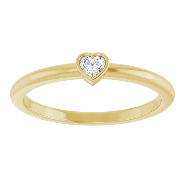 126121 / Ring / Set / 14K Yellow / Natural Diamond / Heart / 2.7 X 3 Mm / Polished / 1/10 Ct Natural Diamond Stackable Ring