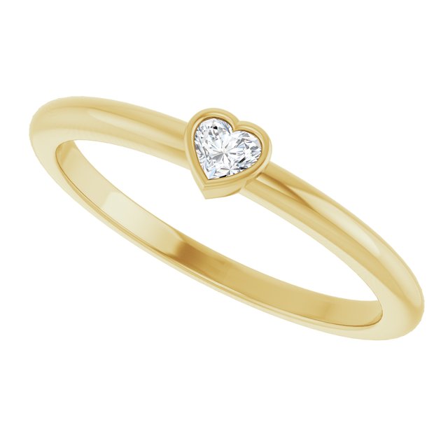 126121 / Ring / Set / 14K Yellow / Natural Diamond / Heart / 2.7 X 3 Mm / Polished / 1/10 Ct Natural Diamond Stackable Ring