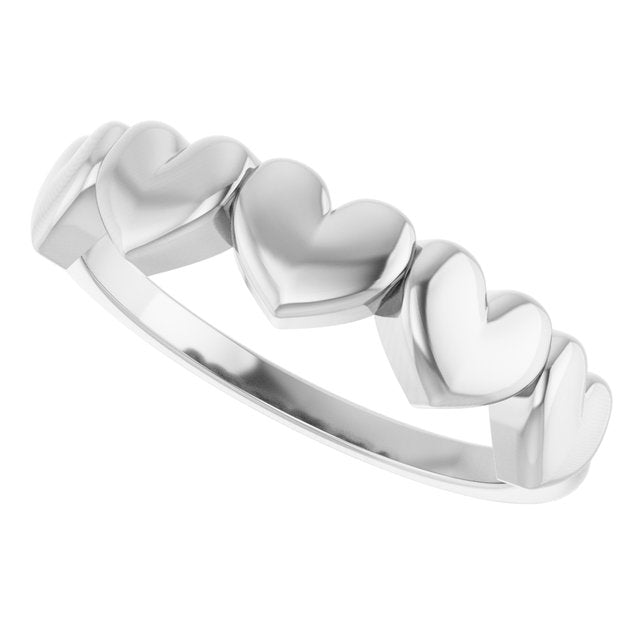 57738 / Ring / Sterling Silver / Polished / Connected Heart Ring