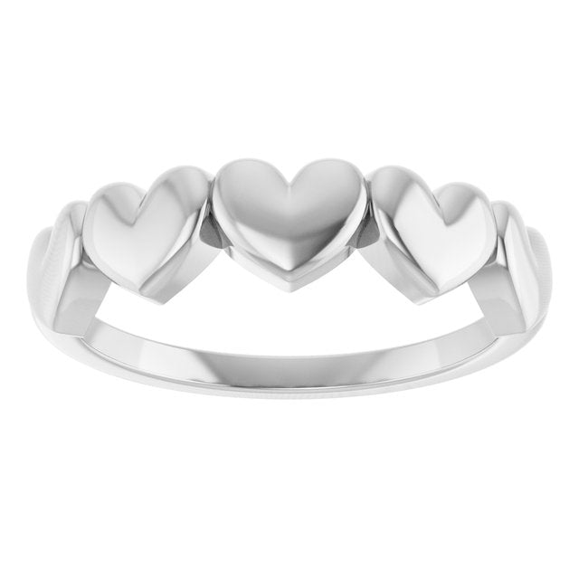 57738 / Ring / Sterling Silver / Polished / Connected Heart Ring