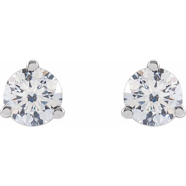 66233 / 14K White / Set / Round / Lab-Grown Diamond / Pair / 4Mm :: 1/2 Ctw / Vs, F+ / Friction / Friction Backs Included / 3-Prong / Polished / 1/2 Ctw Lab-Grown Diamond Stud Earrings