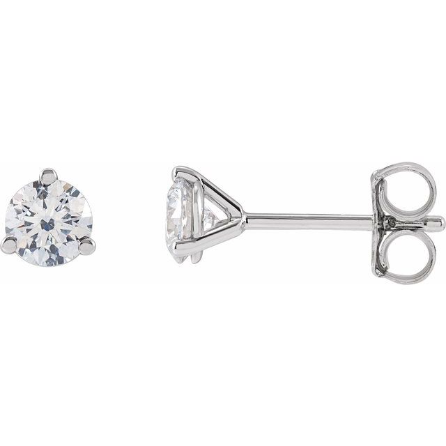 66233 / 14K White / Set / Round / Lab-Grown Diamond / Pair / 4Mm :: 1/2 Ctw / Vs, F+ / Friction / Friction Backs Included / 3-Prong / Polished / 1/2 Ctw Lab-Grown Diamond Stud Earrings