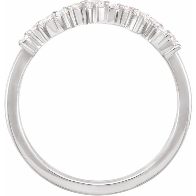 Scattered Diamond Curved Stacking Band — 14K White Gold